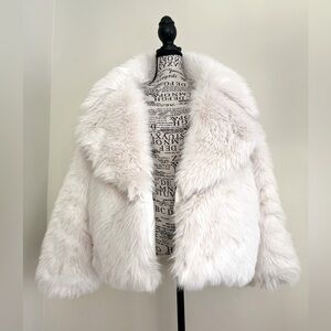 Banana Republic Reversible Faux Fur Down Filled White Puffer — Large Petite